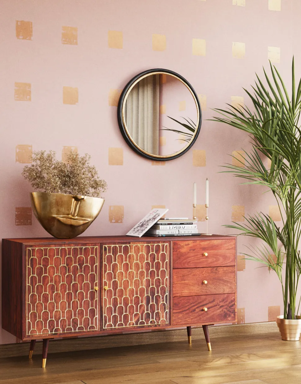 Vase Half Face Gold 46cm