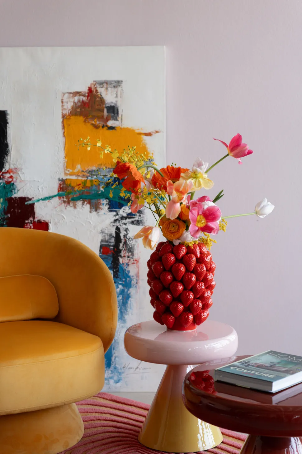 Vase Strawberries Rot 24cm