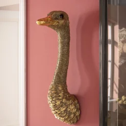 Wandschmuck Ostrich Gold 19x72cm