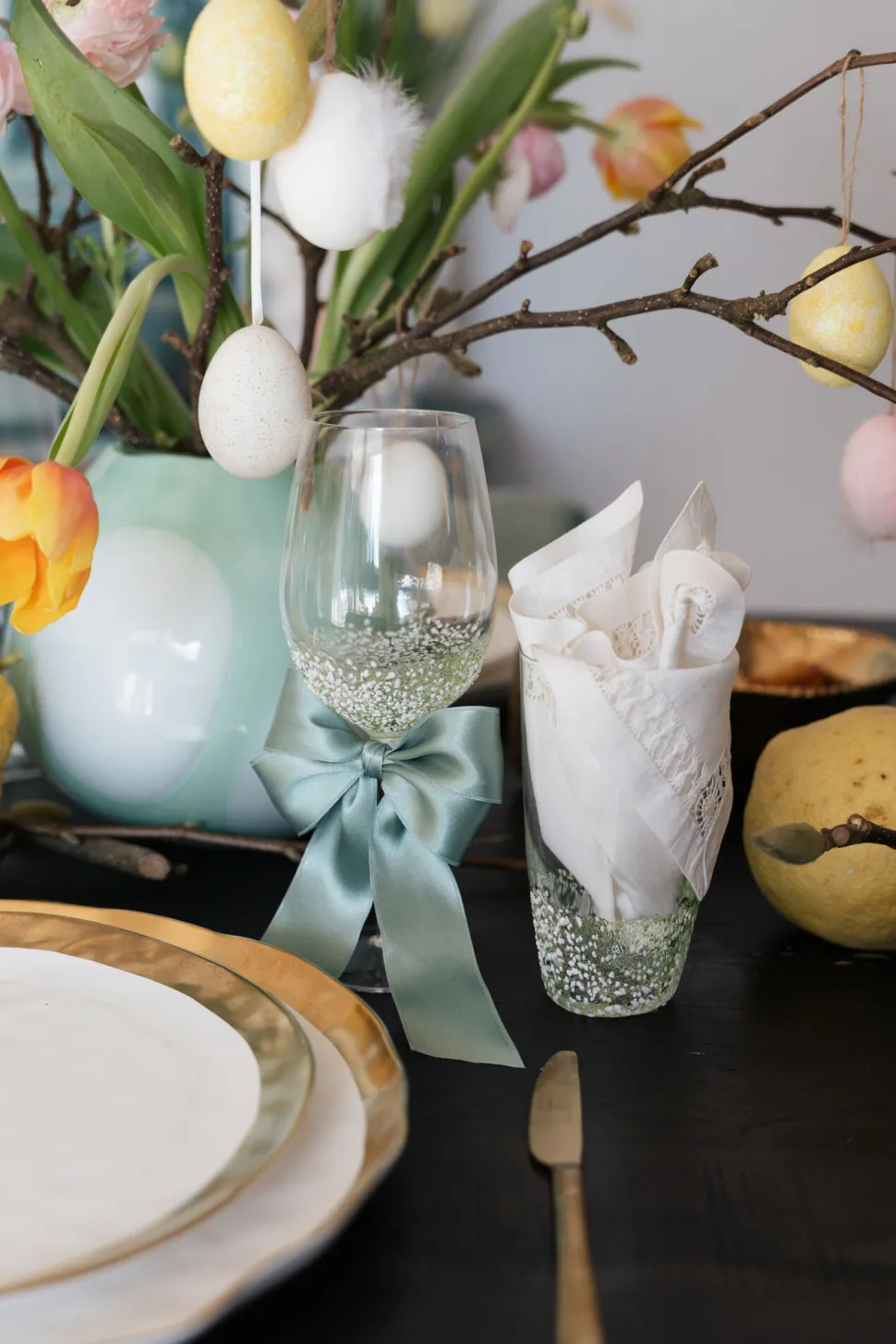 Wasserglas Confetti Grün 15 cm